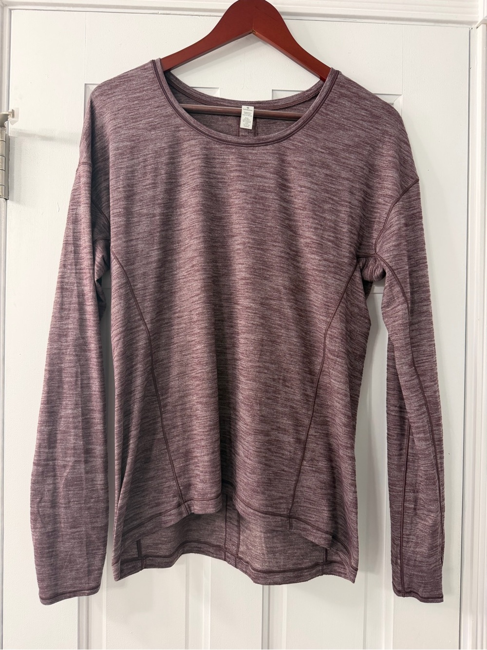 Long Sleeve Crewneck Top - Mauve Heather